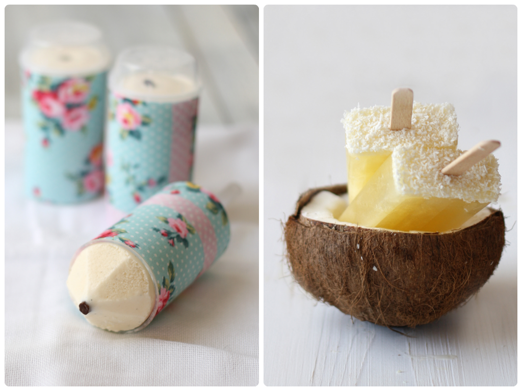 Helado lápiz y polos de piña colada del libro "Polos & helados" de Sandra Mangas.
