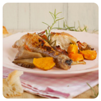 Pollo asado con boniatos, setas y bacon de Atrapada en mi cocina para el top5 semanal de recetas en el corazón del otoño de Recetags