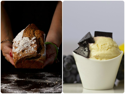Pan de soda de los tragaldabas y crema helada al limón con gelatina de uva tempranillo de Las cosas de Cósima